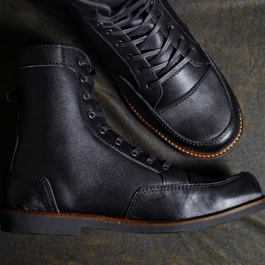 Sepatu Boots Pria Casual Semi Formal Boot Kulit Asli Touring Sekolah Kerja Original Greata Bratta Black Series