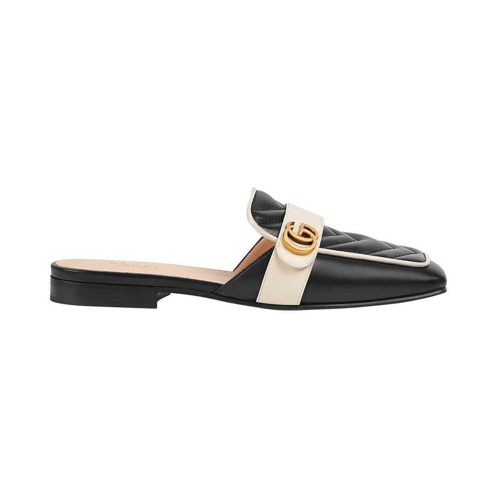 GG Gold Buckle Mules Sandals Black