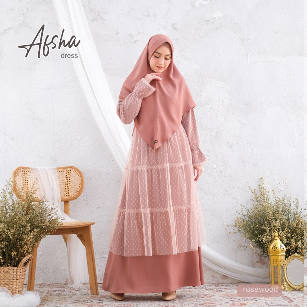 AFSHA Gamis Pesta Mewah Brukat Remaja Premium Busui Terbaik by RiskiRich