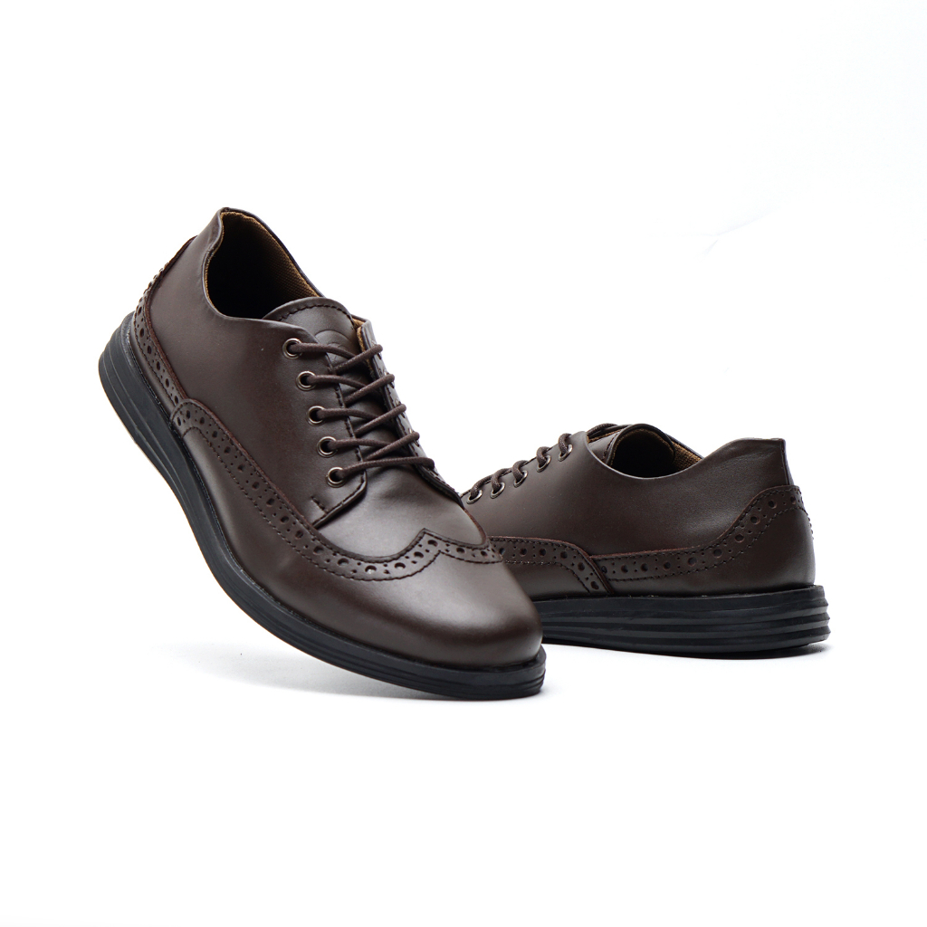 Sepatu Pantofel Pria Formal Kulit Asli Casual Shoes Oxford Dinas Kerja Kantor Sekolah Fantofel Tali Ori Greata Halsten Brown