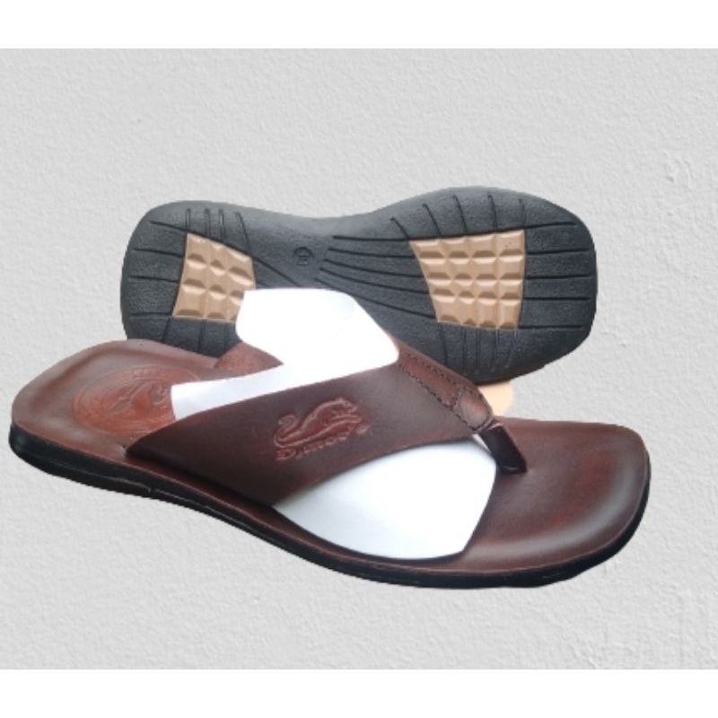 Sandal pria kulit dewasa cowok laki casual  kekinian keren slop original 100 % asli distro carvil  coklat hitam 39-40-41-42-43