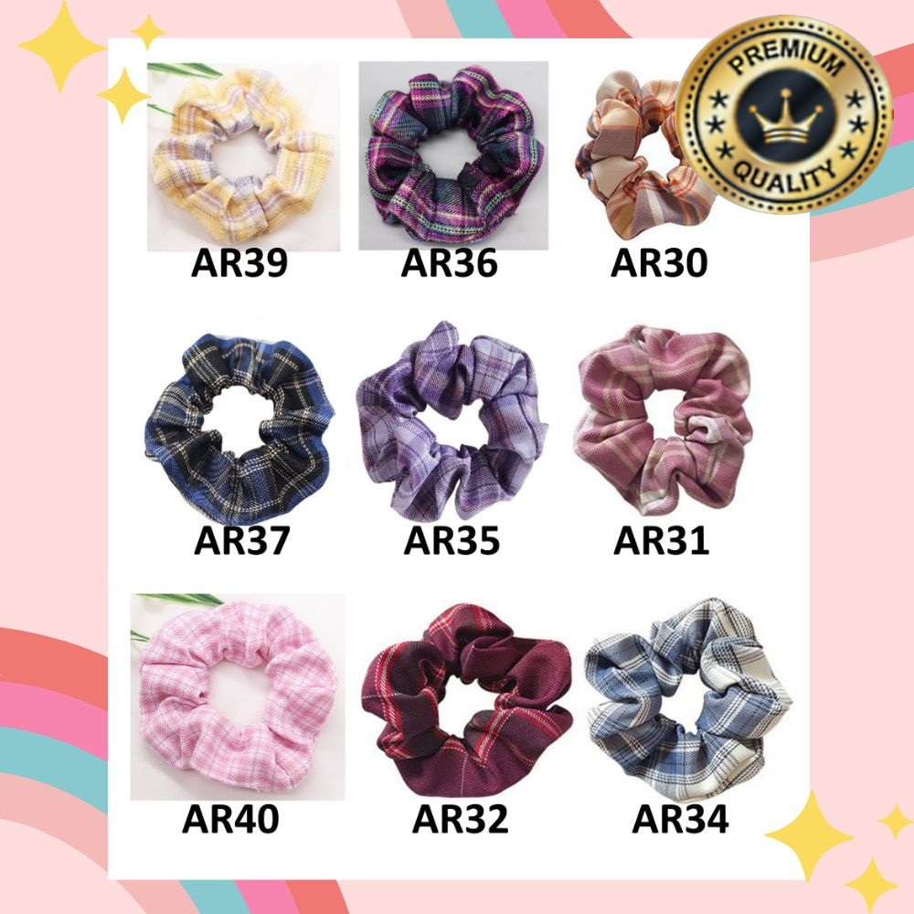 Ikat Rambut Scrunchie Hairband Model Korea Style Motif Garis