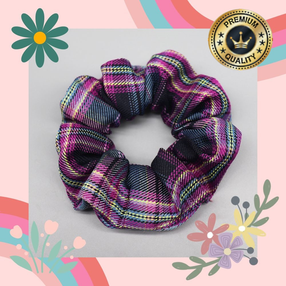 Ikat Rambut Scrunchie Hairband Model Korea Style Motif Garis