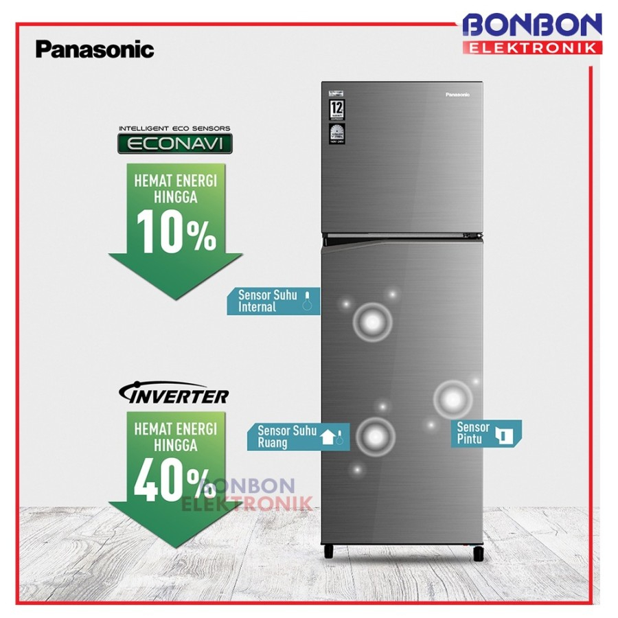 Panasonic Kulkas 2 Pintu 266L NR-BB270V-H / NR BB270V Inverter