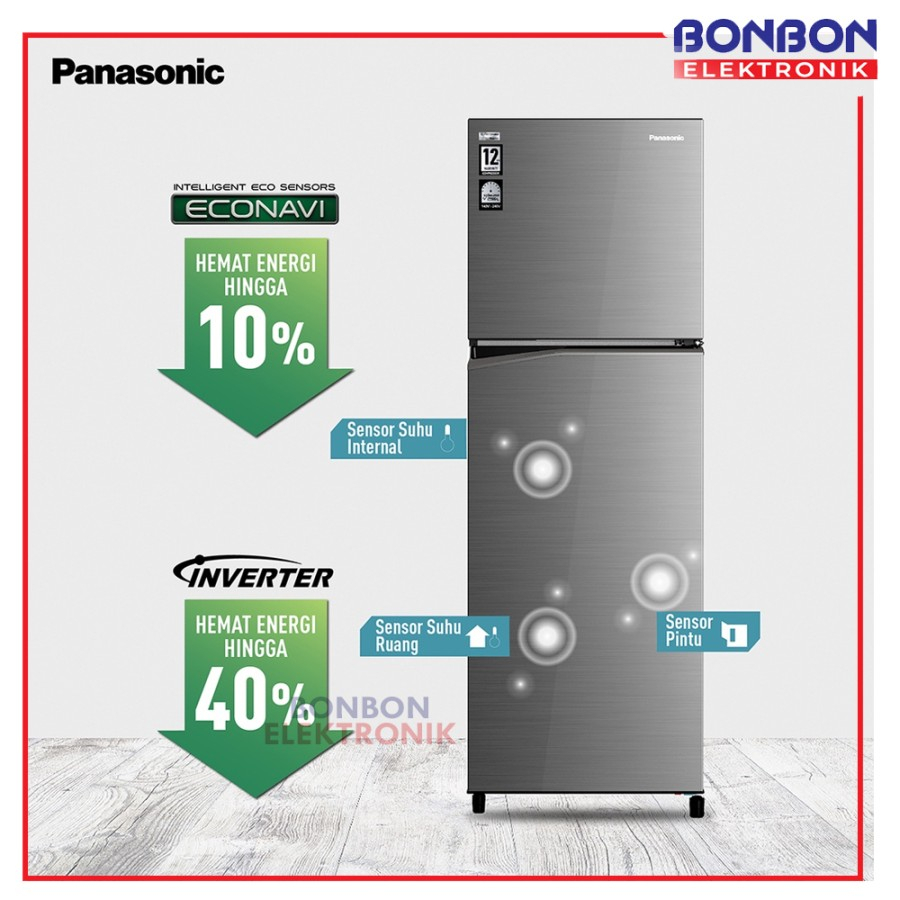 Panasonic Kulkas 2 Pintu 224L NR-BB220V-H / NR BB220V Inverter