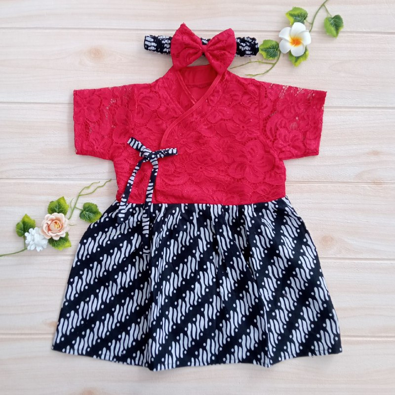 Hanbok Anak Kekinian / Hanbok Batik Bayi / Hanbok Brokat warna MERAH
