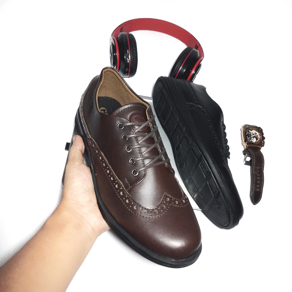 Sepatu Pantofel Pria Formal Kulit Asli Casual Shoes Oxford Dinas Kerja Kantor Sekolah Fantofel Tali Ori Greata Halsten Brown