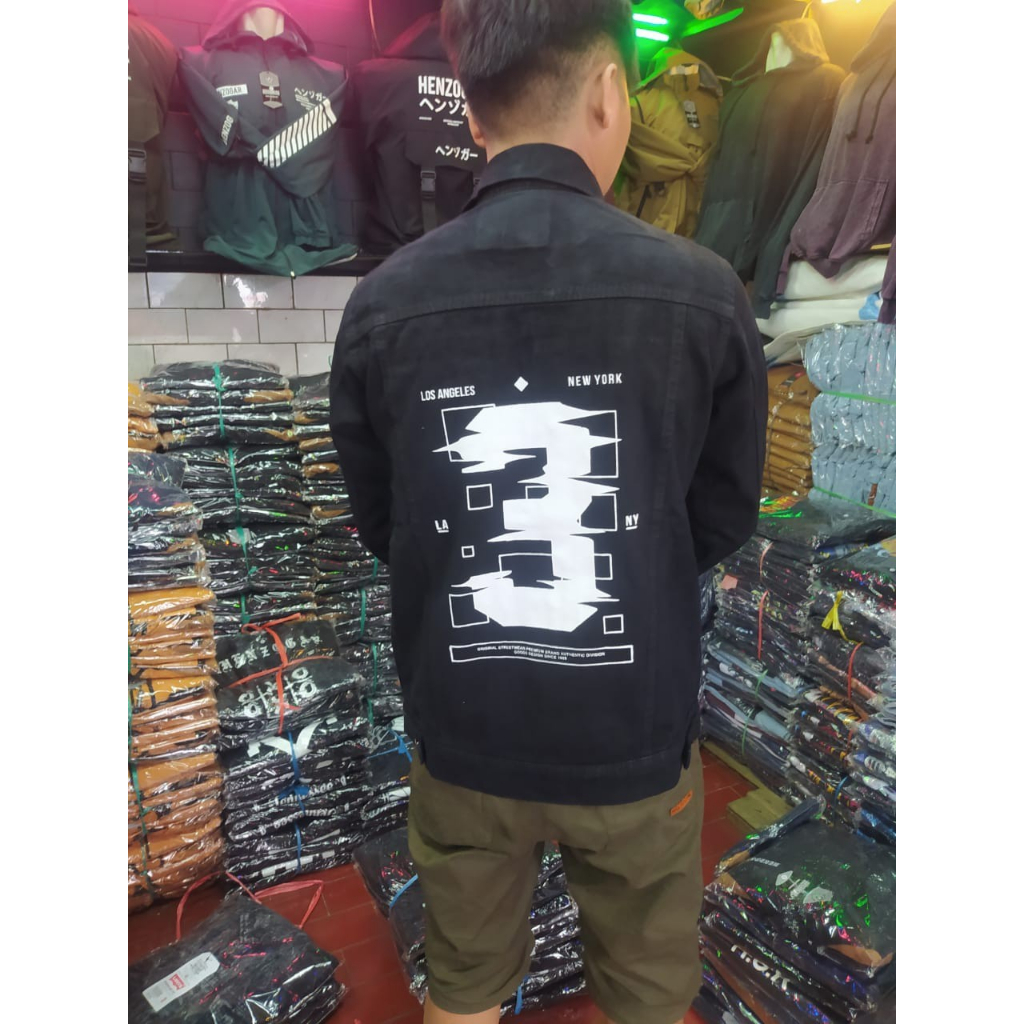 Jaket Jeans Pria Motif Hitam