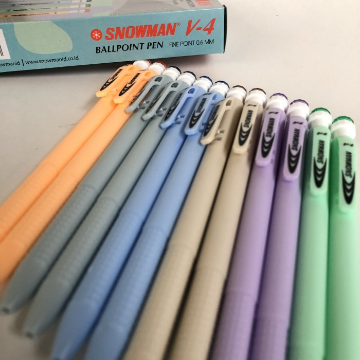 

Bolpen Pulpen bolpoin Snowman V-4 Hitam 0.6mm Pastel Colour per pcs