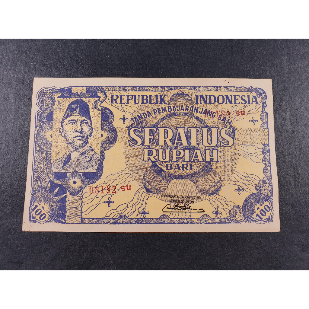 Uang Kuno Indonesia 100 Rupiah New ORI Tahun 1949 AU