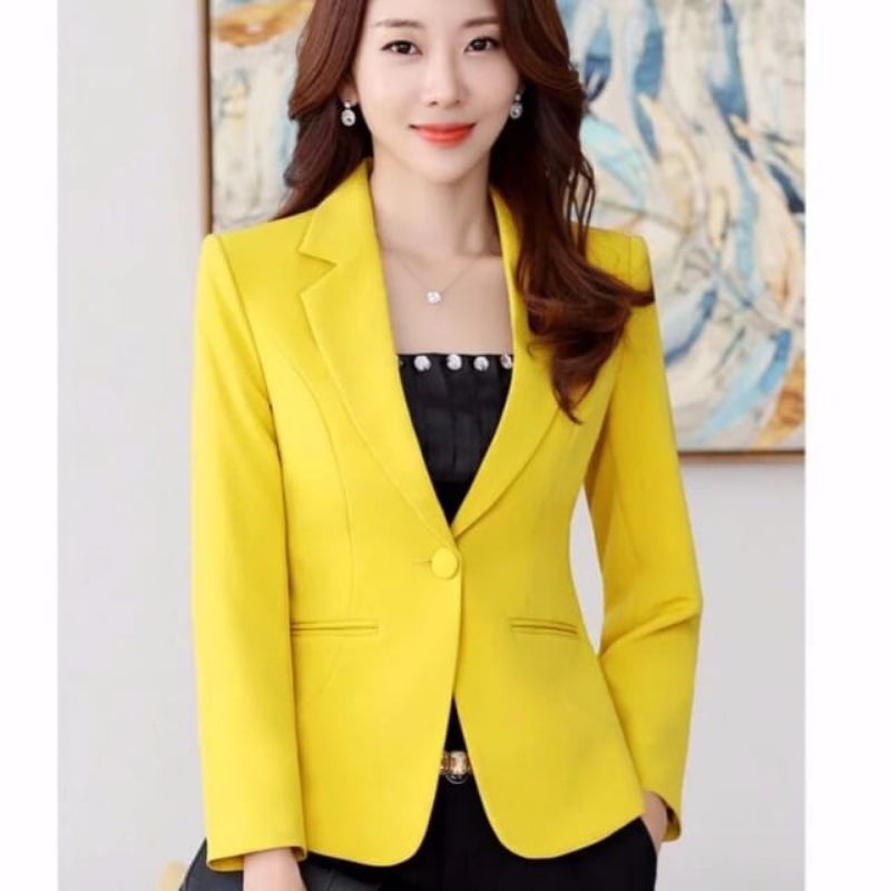 Jas kuning Wanita korea modern/blazer Korea modern/Jas perempuan korea