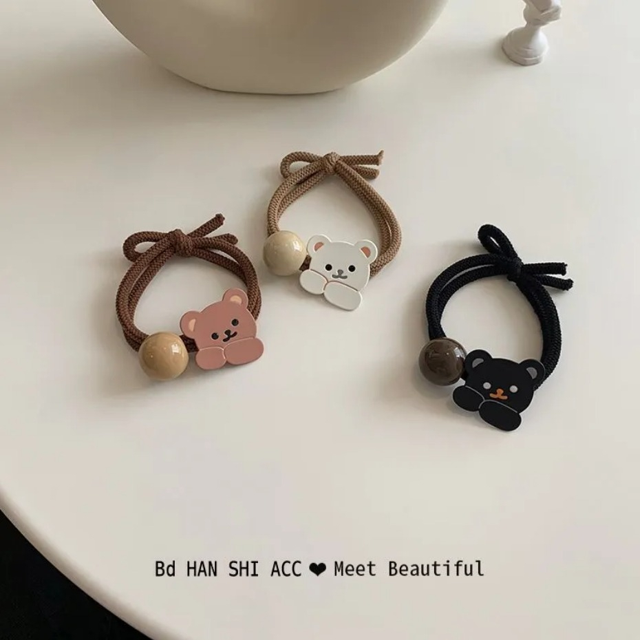 PREMIUM Kuncir Rambut Bear Beruang dengan Bola Krystal - Bear Hair Tie - Korean Style