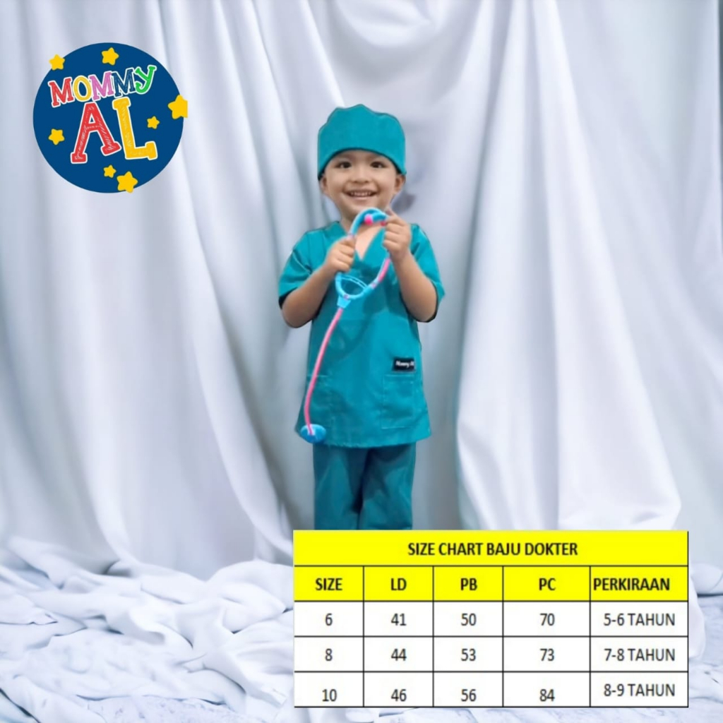 BAJU DOKTER ANAK 6-9 TAHUN/BAJU DOKTER BEDAH/BAJU OKA/BAJU DOKTER ANAK/BAJU PROFESI ANAK