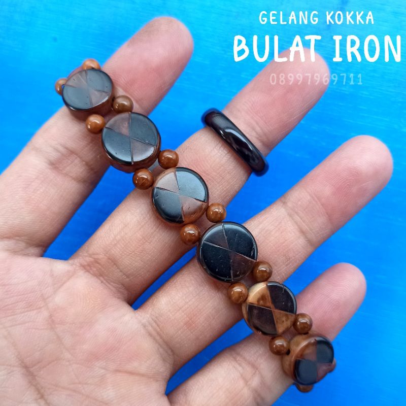 Gelang Kayu kaukah (BULAT IRON) Free cincin koka kokka kaokah kokah