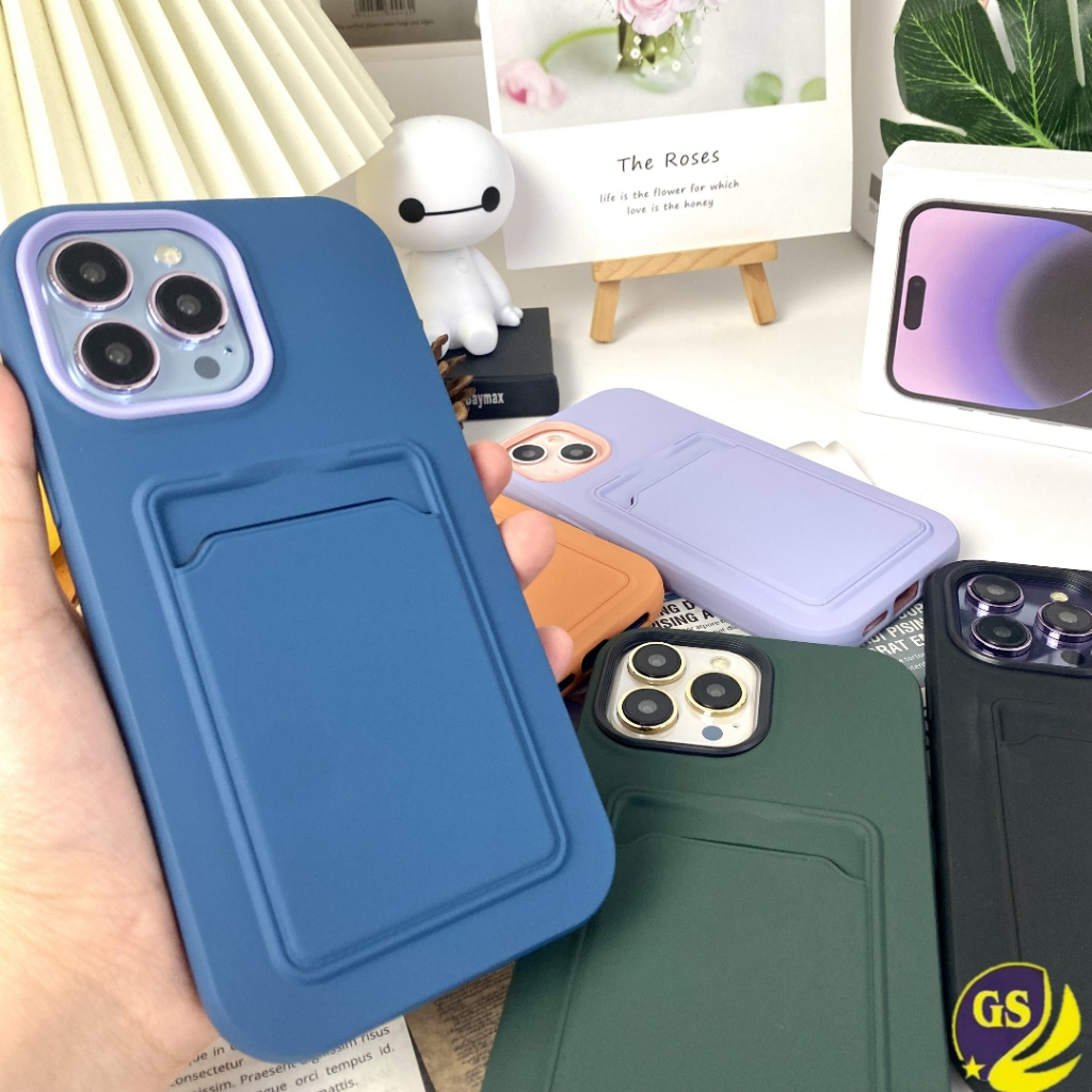 (1) Case 3 in 1 DUAL COLOR Silicone Pocket Matte With Bumper Full Cover Slot Or Card holder 6 6S 6G + 7 8 PLUS 7+ 8+ SE 2020 X XS MAX XR 11 12 13 14 PRO MAX