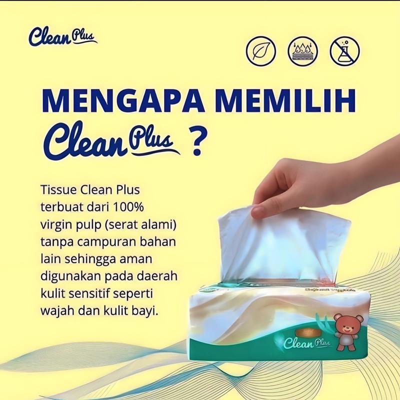 Clean Plus Softpack Tissue 180 Sheets Beruang 2 PLY