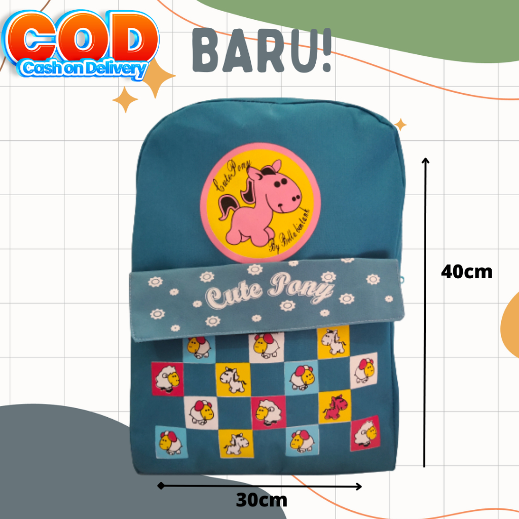 Tas Anak Sekolah Perempuan Laki-laki SD TK murah Tas Sekolah Karakter Kartun kuda pony unicorn / Ransel anak sekolah tas gendong