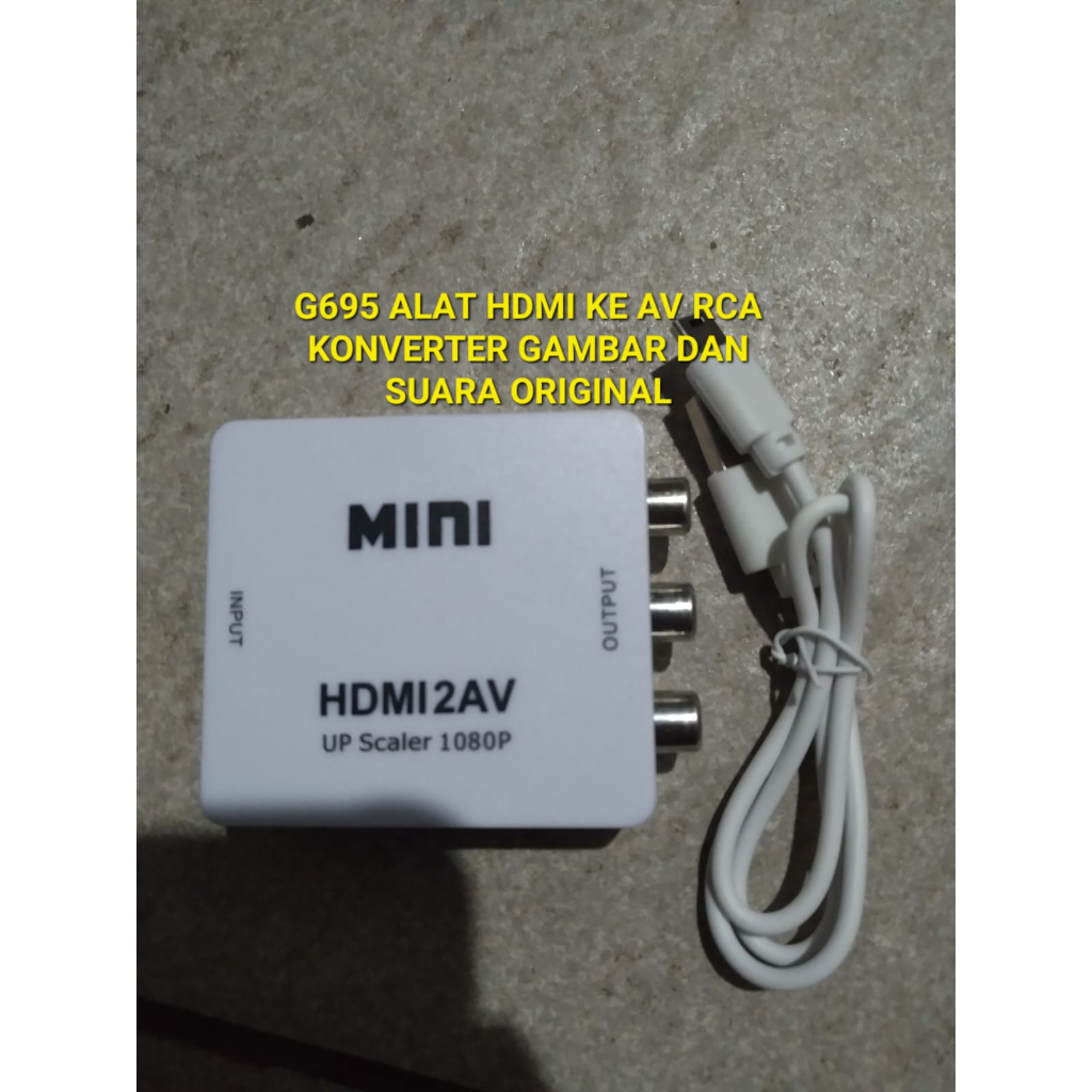 G695 ORI HDMI AV RCA converter convert video audio signal MINI mengkonversi mentransfer perangkat GAMBAR komputer laptop media player TV PROYEKTOR DVD RECORDER NTSC PAL TABUNG ORIGINAL ASLI MURNI warna OUTPUT INPUT  GARANSI UANG KEMBALI JIKA PRODUK TIDAK