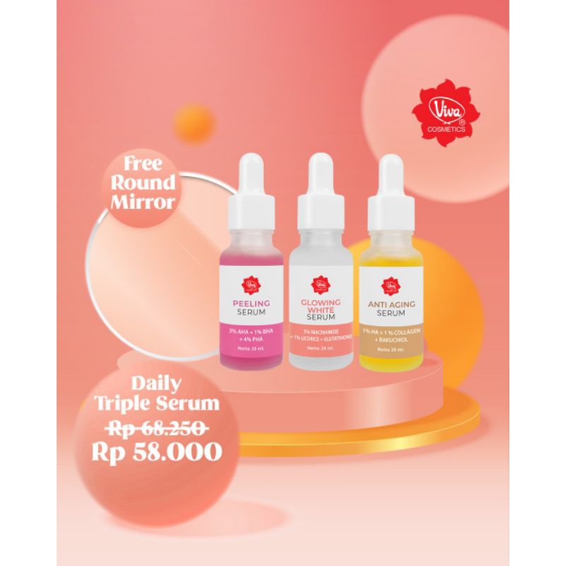 Paket 1 Viva Glowing White Serum 1 Viva Anti Aging Serum 1 Viva Peeling Serum