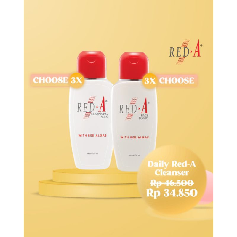 Paket 3 Red A Face Tonic Anti Oxidan With Algae 3 Cleansing Milk Cleanser Anti Oxidant