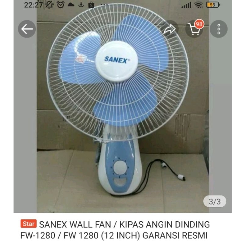 Dinamo / Mesin Kipas Angin Dinding Sanex FW 1280 Wall Fan 12 inch