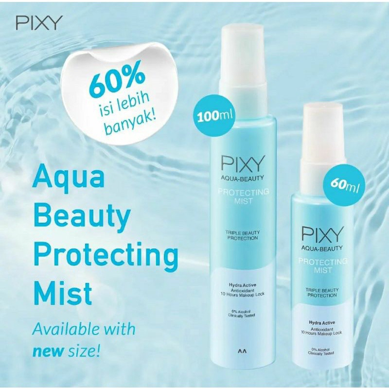 PIXY Aqua Beauty Protecting Mist 60ml 100ml | Face Mist Penyegar Wajah Melembabkan Menyejukkan Kulit Setting Spray Makeup Tahan Lama