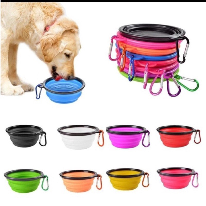 Mangkuk Anjing Kucing Karet Lipa Pet Outdoor Travel bowl Anti Slip Anti Semut Selip Persediaan Hewan