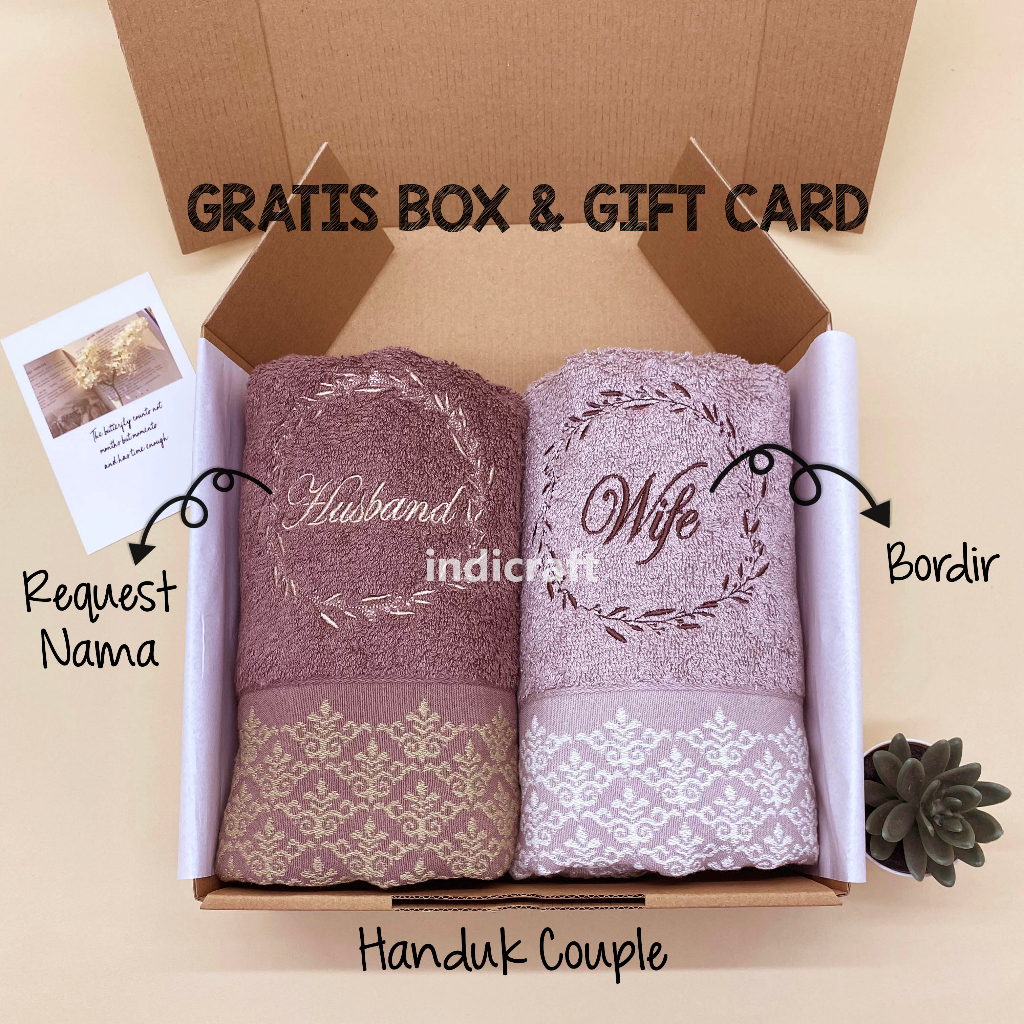 Kado Pernikahan Handuk Couple Bordir / Hampers Seserahan Handuk Bordir / Hadiah Handuk Couple Premium