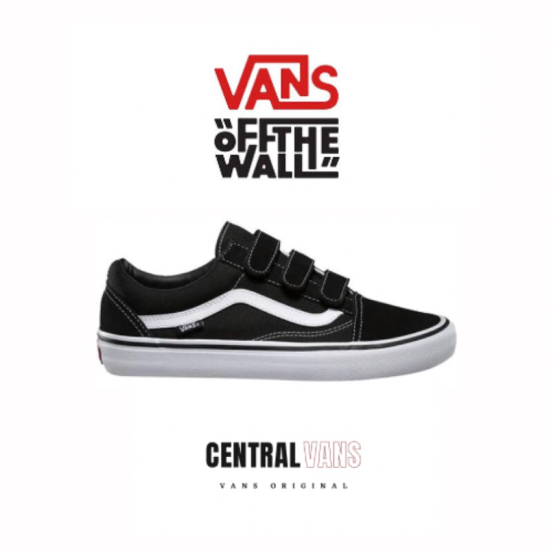 VANS OLD SKOOL VELCRO PRO BLACK WHITE || SEPATU VANS 100% ORIGINAL