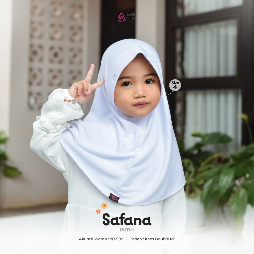 Hijab Anak SEKOLAH TK Dan SD Untuk Usia 4 sd 12 Tahun  SAFANA Size 4 sd 8 Ori By Azkia Hijab