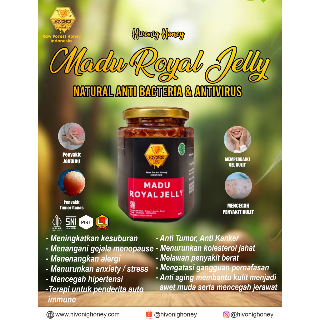 

Madu Premium Hivonig Honey Royal Jelly 100% Madu Murni Khusus Penyakit Berat Anti Kanker, Jantung & Tumor | 350gr