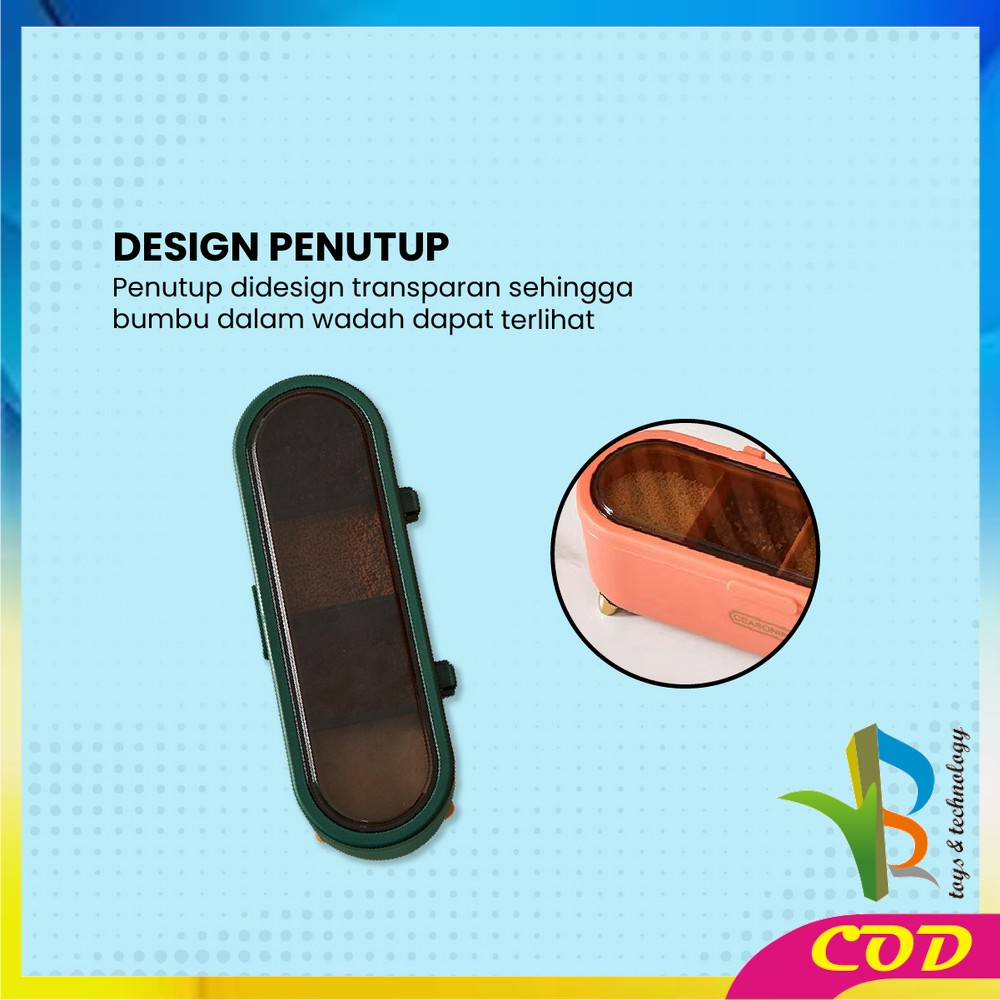 RB-C860 Tempat Bumbu Dapur Serbaguna Wadah Bumbu Seasoning Storage Box Termasuk Sendok / Rak Kotak Tempat Penyimpanan Bumbu Dapur Minimalis