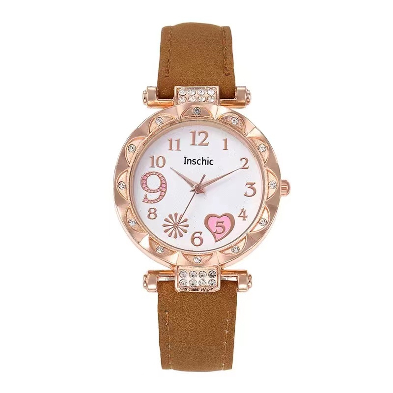 Rowling (Jam-89) Jam Tangan Wanita Inschic Jam Tangan Wanita Quartz dengan Strap kulit Sintetis Import