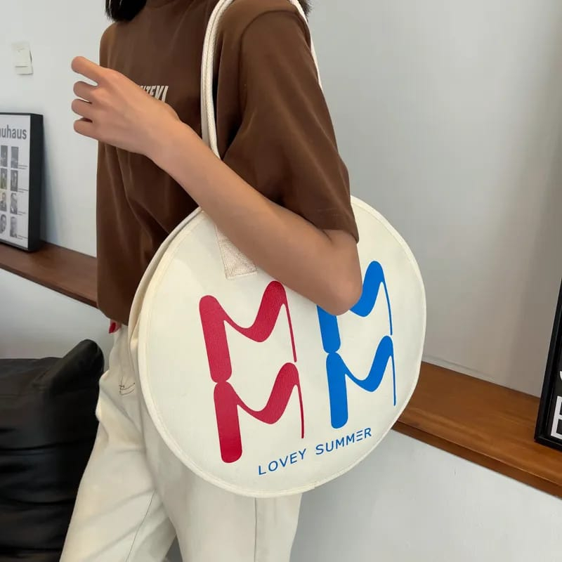 Rizkibag Indri Totebag Kanvas MM korean style Pakai Resleting