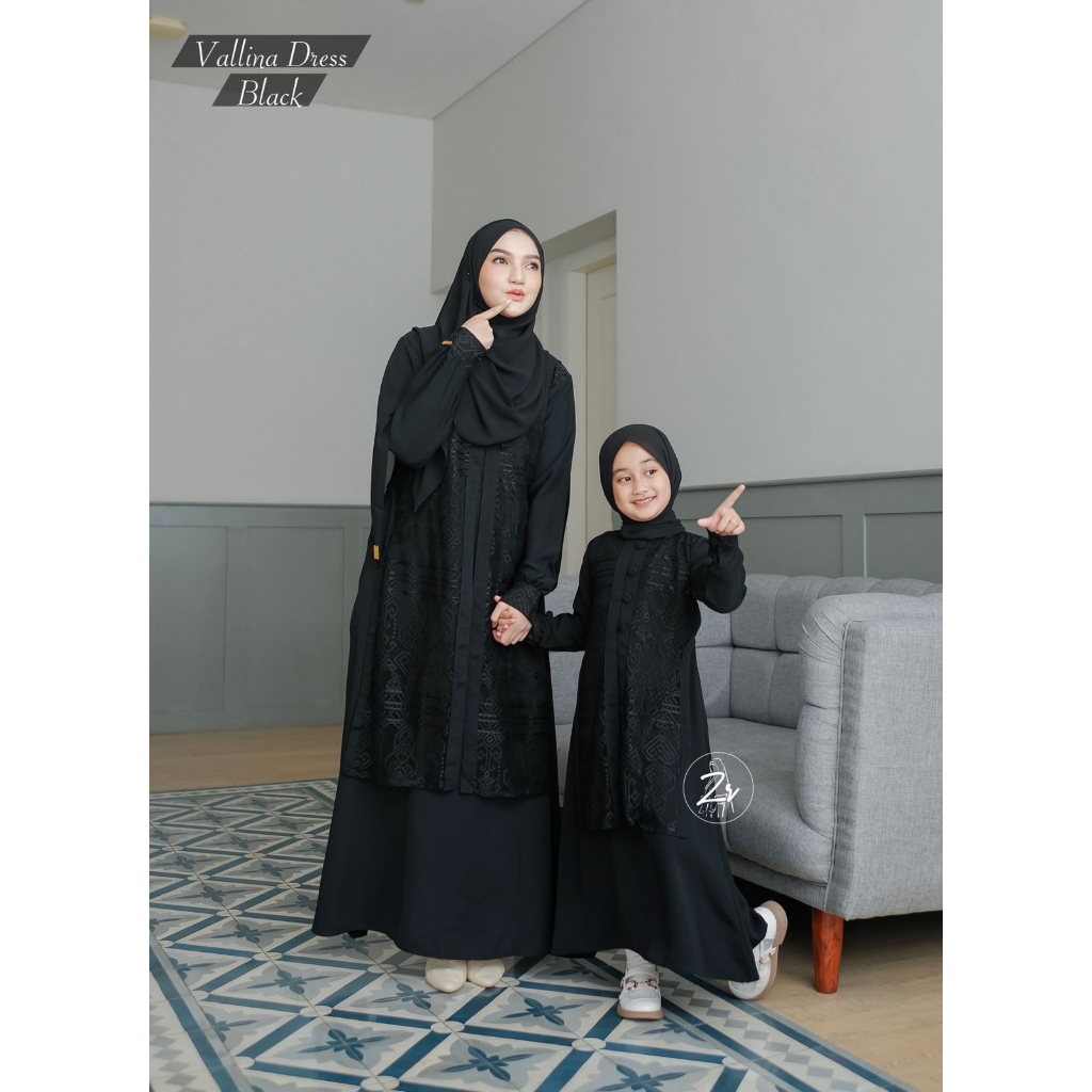 Gamis couple VALLINA by ZR MOM &amp; KIDS BAJU LEBARAN SET IBU ANAK Burkat S M L XL XXL ootd kondangan lebaran fashion muslim busana syari wanita gaun hijab pesta murah