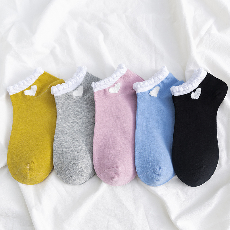 BV.ID KK1273 Kaos Kaki Pendek Semata Kaki Socks Wanita Motif Love Fashion Korean Import Ankle