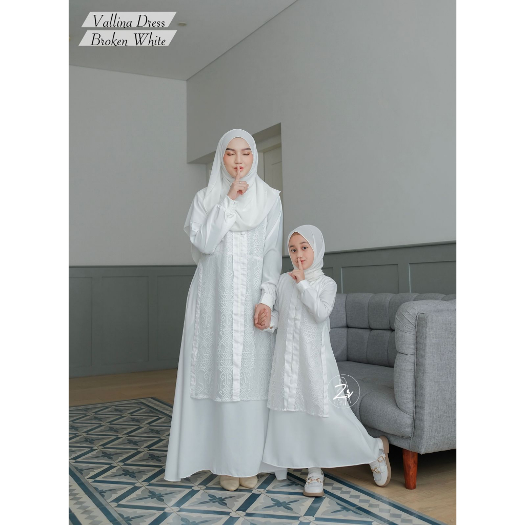 Gamis couple VALLINA by ZR MOM &amp; KIDS BAJU LEBARAN SET IBU ANAK Burkat S M L XL XXL ootd kondangan lebaran fashion muslim busana syari wanita gaun hijab pesta murah