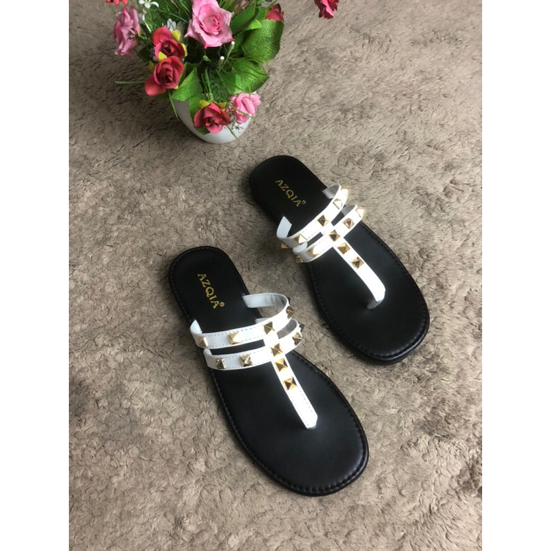 Sandal flat wanita stode piramit model korea flagship