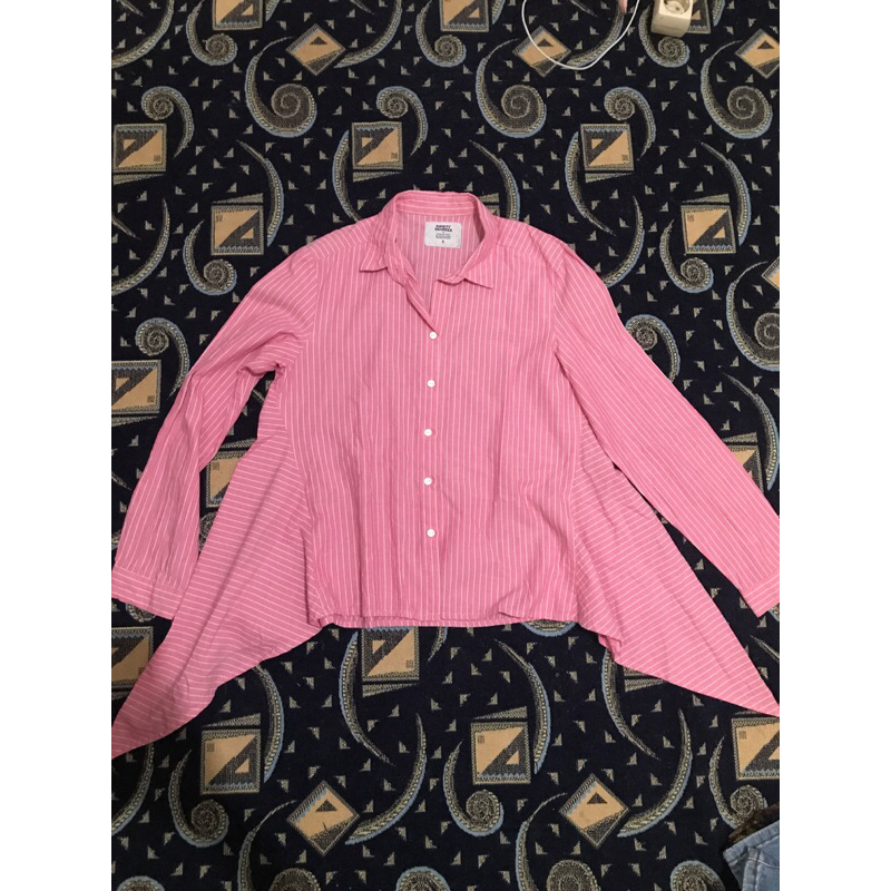 Kemeja wanita garis garis warna pink