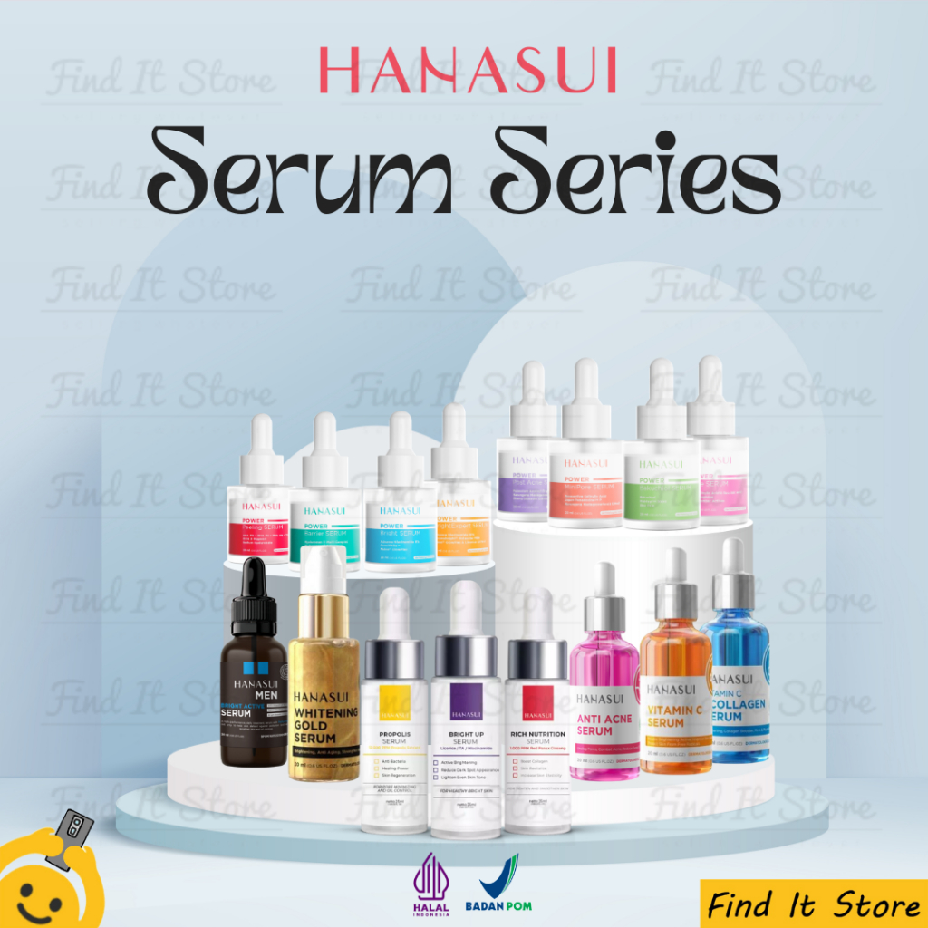Hanasui Serum Series | Gold Whitening | Vitamin C | Anti Acne | Power Serum | Retinol | Exfoliating | Collagen Anti Acne X Beino Rejuvenate | BPOM