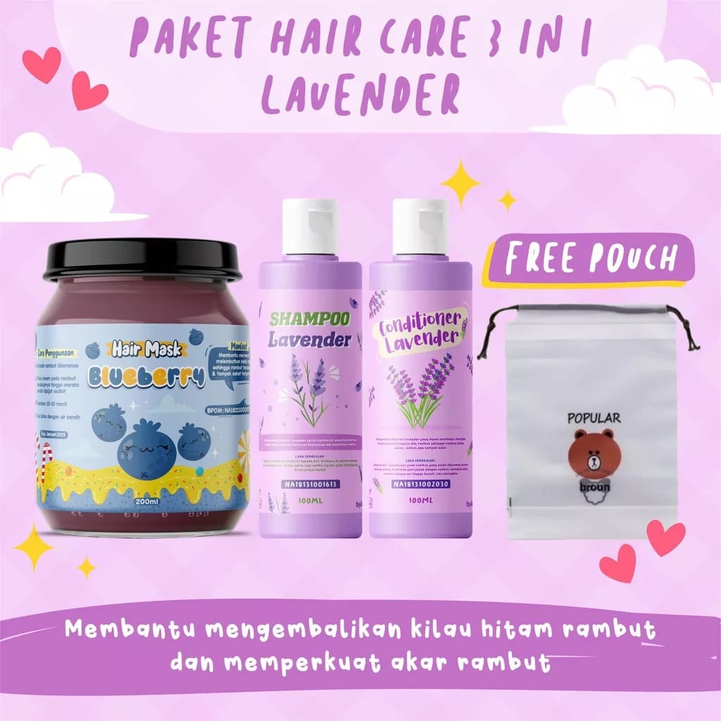 [BPOM] PAKET HAIR CARE 3IN1 / PAKET HEMAT HAIR CARE / HAMPERS HAIR MASK FREE POUCH / HAMPERS HAIR CA