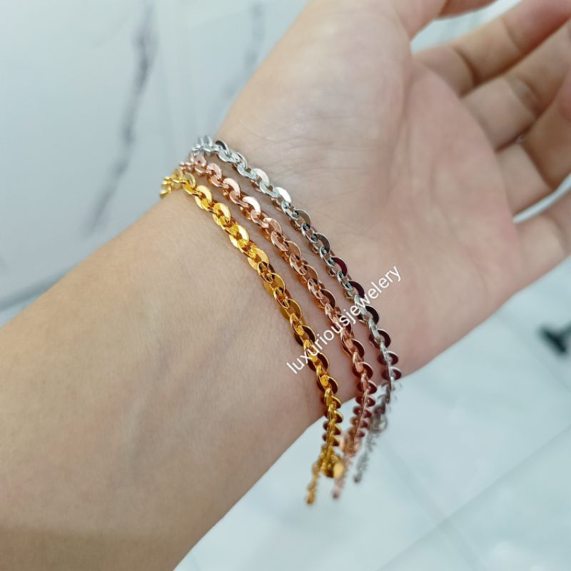 Gelang tangan rantai Rhodium