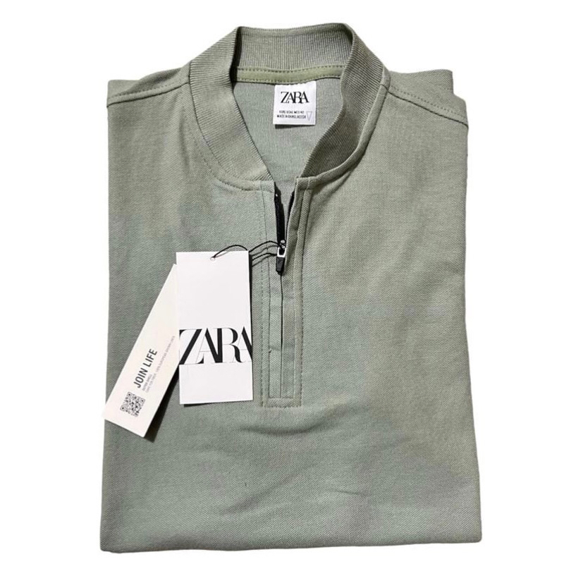 KAOS POLO KOKO Shanghai HALF ZIP TEXTURED SHIRT PRIA WARNA HIJAU SAGE KAOS KERAH POLOS SHIRT LENGAN 