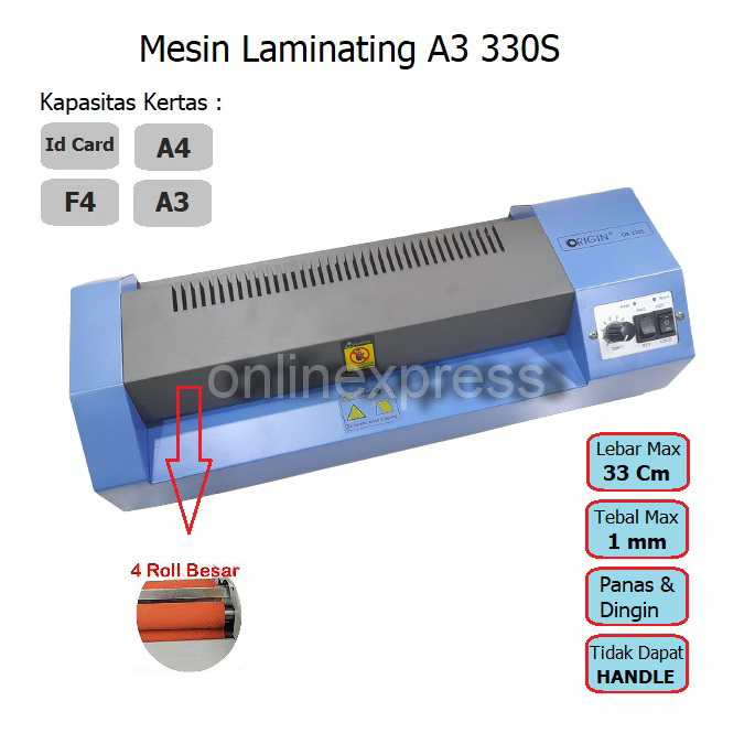 

Mesin Laminating Origin OR 330S / Laminating A3 / Alat Laminator