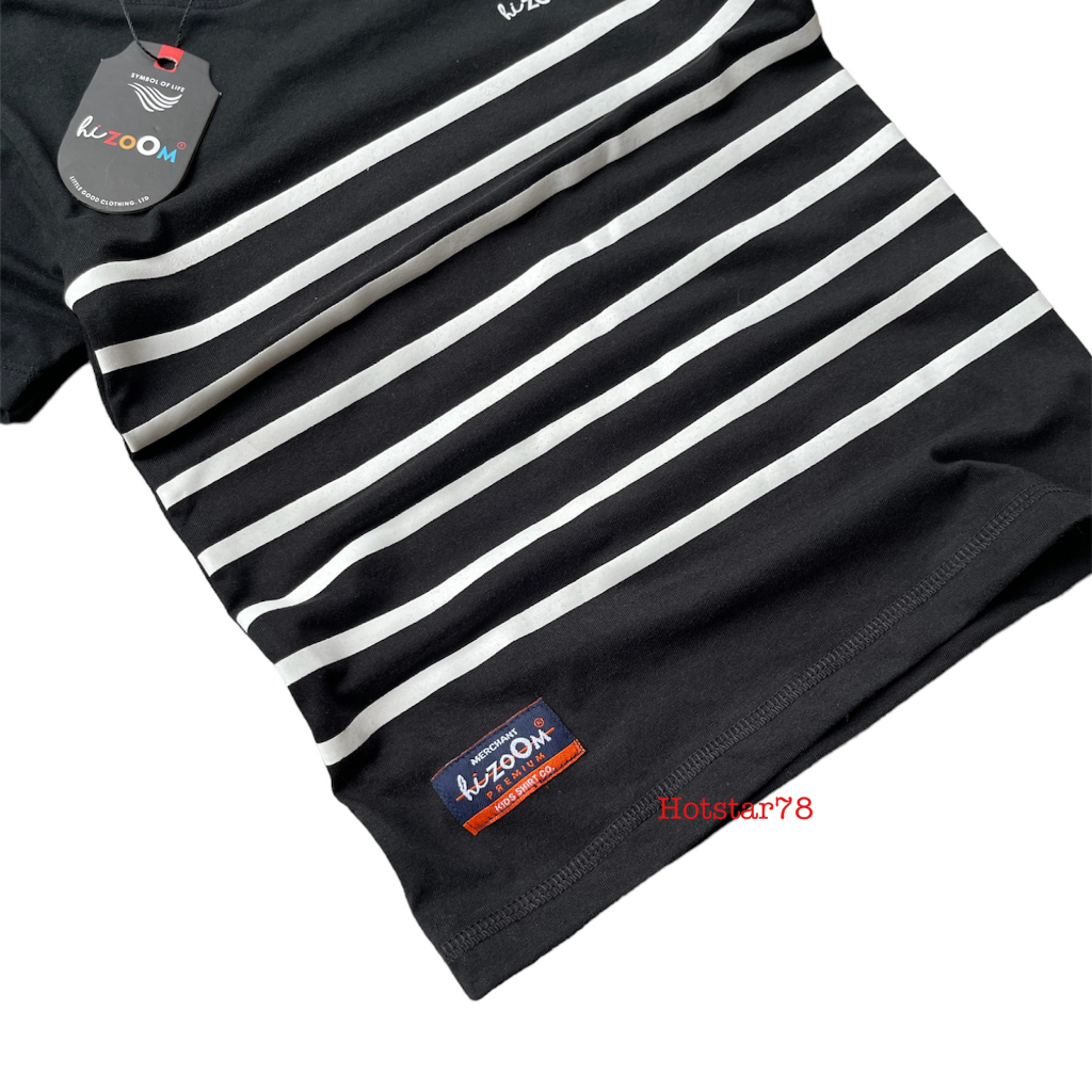 hizoom Baju Kaos Oblong Anak Laki Laki Motif Salur Stripe Umur 1-12 Tahun Bahan Katun