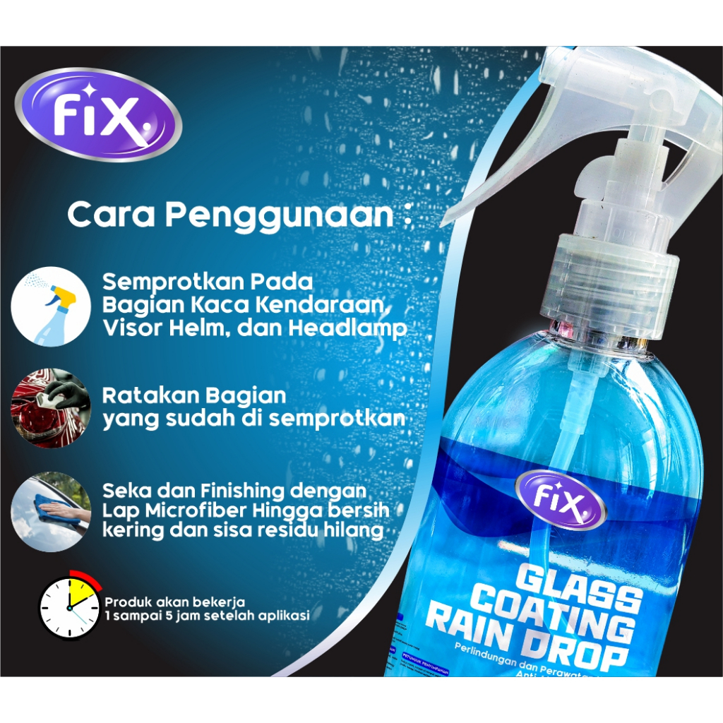 FIX - Pelapis Kaca Mobil Efek Daun Talas / Kaca Mobil Anti Air Hujan / Glass Coating