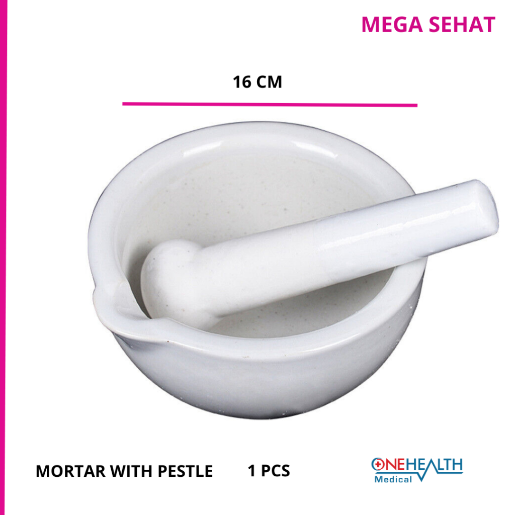 Mortar Penumbuk Obat Onehealth With Pestle Lumpang Alu 16 cm