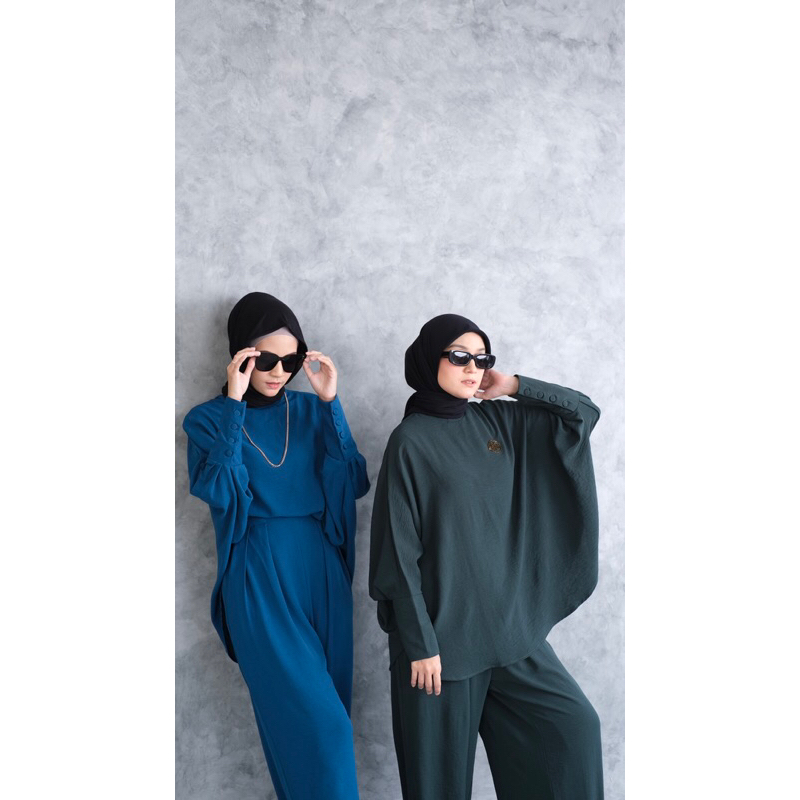 ounadoutfit OVERSIZE SET KEY oneset muslim premium / setelan wanita cringkle / set panjang wanita / oneset celana polos / setelan polos wanita