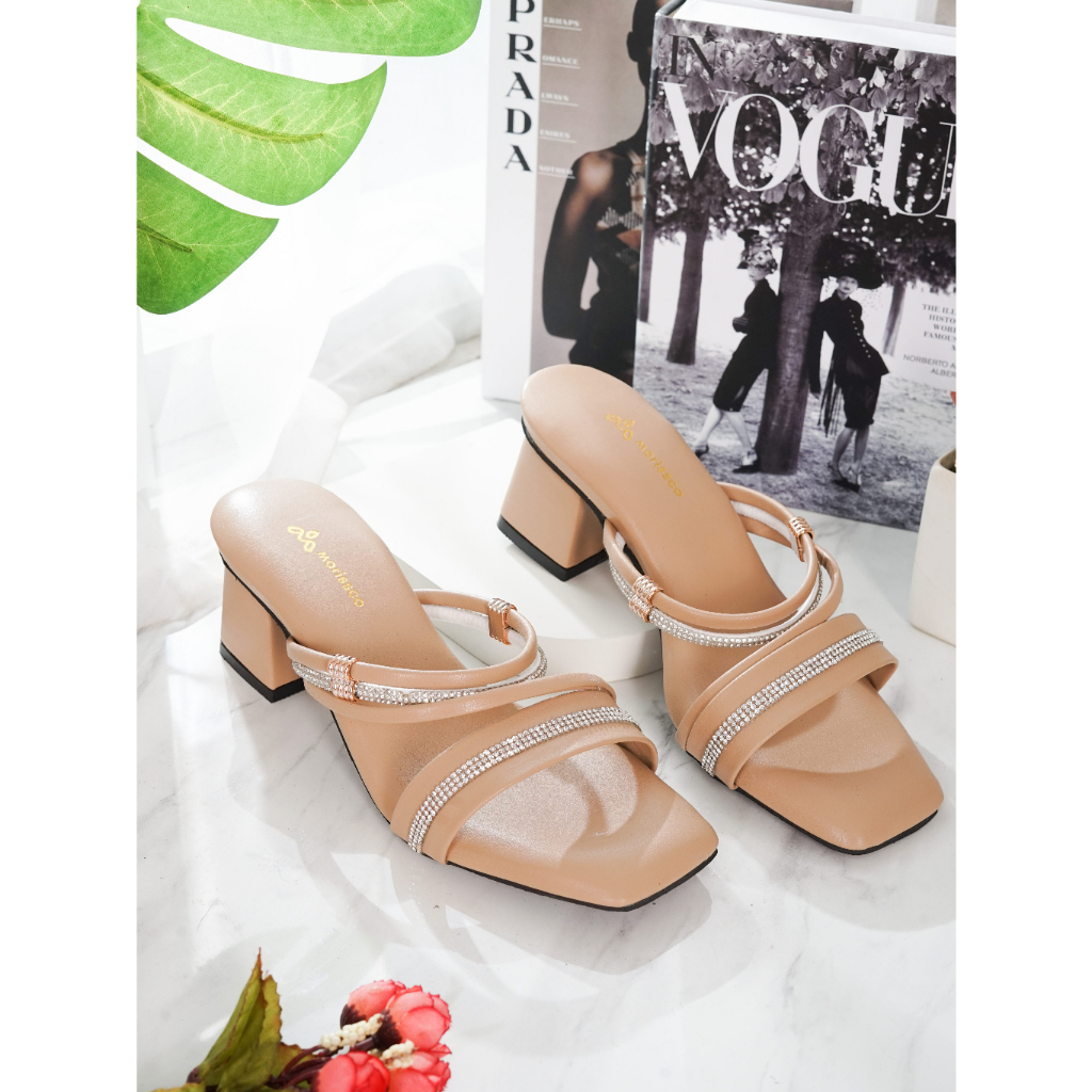 Sandal Heels Wanita Slop Tali 5CM B-RN 08