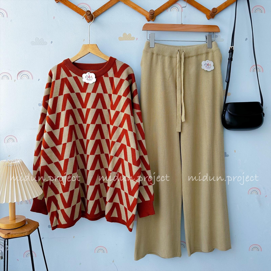 Silfya Knit | Setelan Rajut Motif Premium